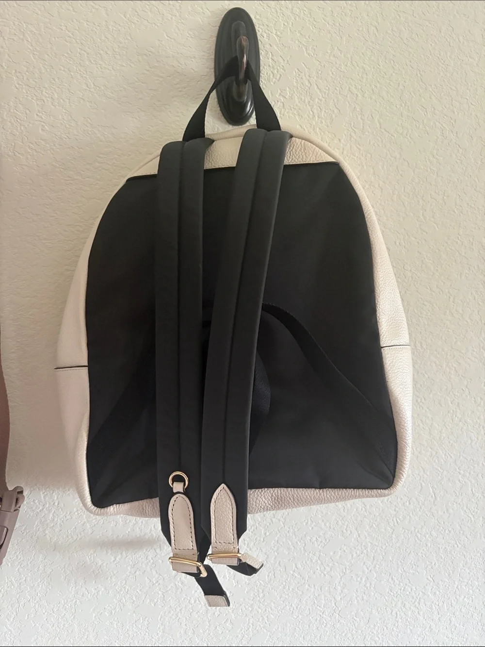 COACH Cream Pebbled Leather Mini Backpack with Gold Hardware